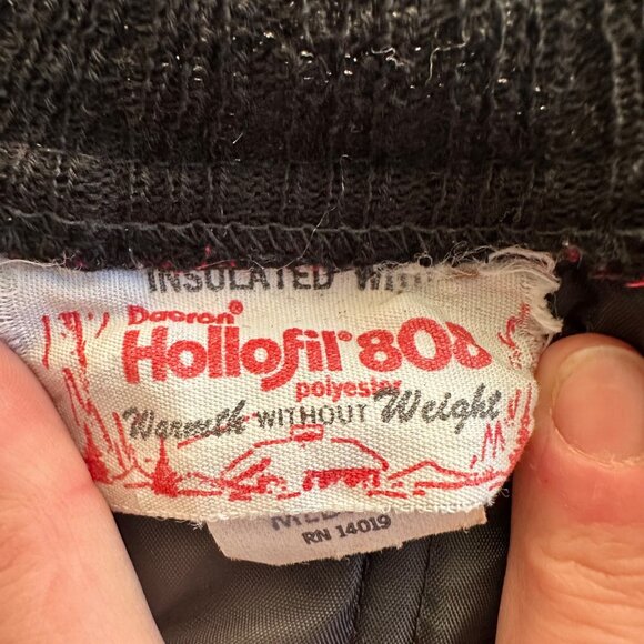 80s Men's Hollofil Red Insulated Quilted Zip Front Pocketed Work Vest Sz Medium - Picture 2 of 9